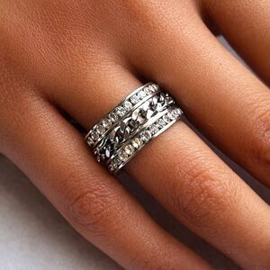 Stainless Steal Silver Spinner Ring